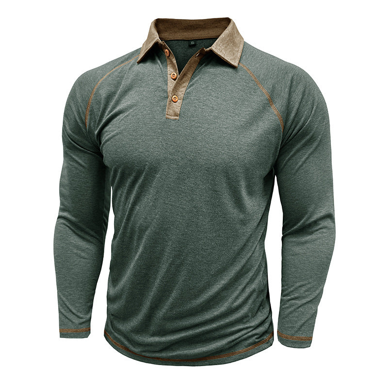 Herren Sportliches Langarm Polohemd mit strukturierter Kragenpartie und modischem Knopfdesign Echoarchiv