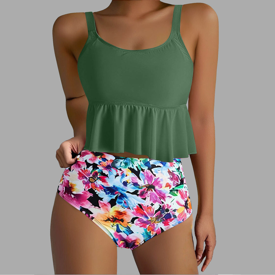 Damen Tankini-Set mit floralen Akzenten und Rüschen Echo Archiv