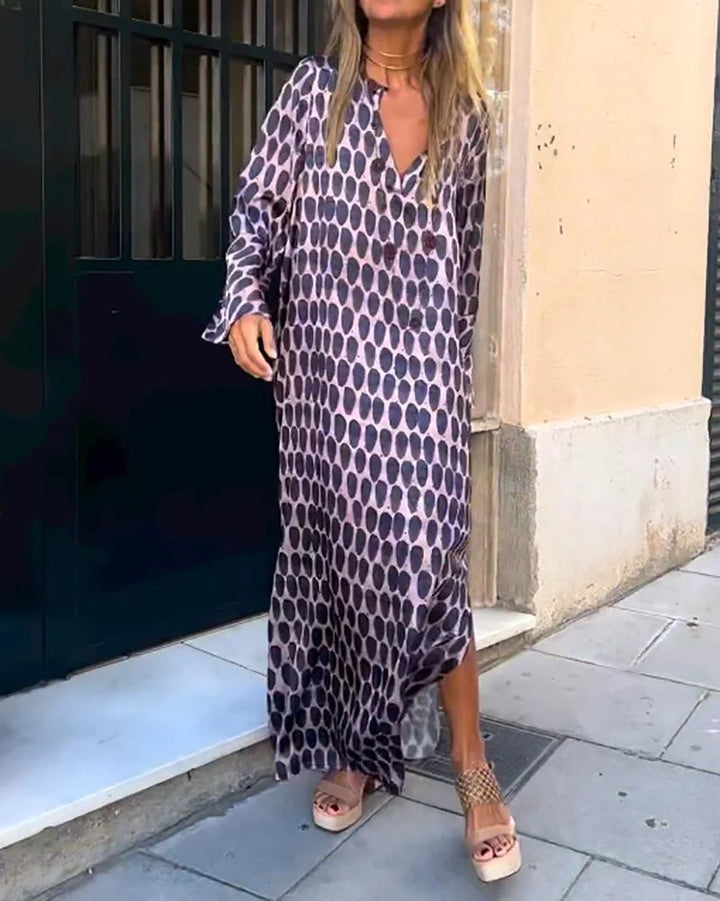 Damen Maxikleid mit modernem grafischen Muster und luftigen Ärmeln Echo Archiv