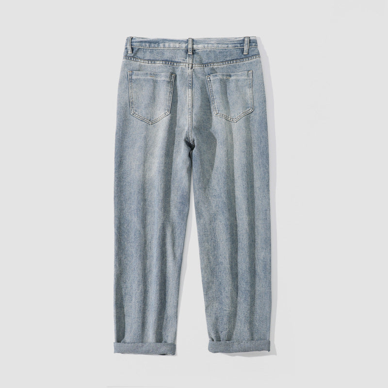 Damen Weite Straight‑Fit Jeans mit hohem Bund, umgeschlagenem Saum und leichter Vintage‑Waschung Echo Archiv