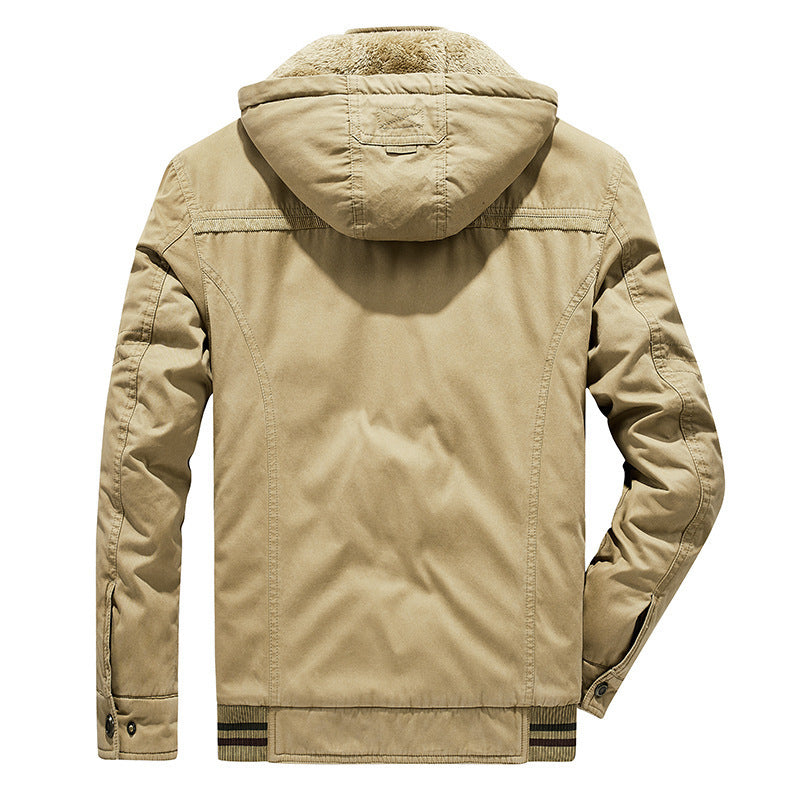 Herren Kapuzen-Canvasjacke im Field-Stil mit Reißverschluss, Utility-Taschen und gesteppter Innenlage – Taviero