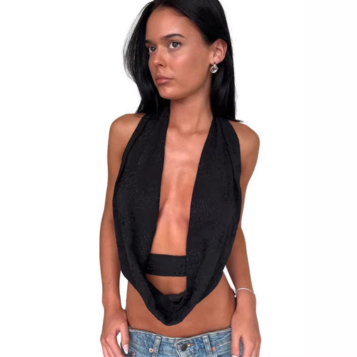 Damen Verspieltes Bauchfreies Top mit asymmetrischen Rüschendetails Echo Archiv