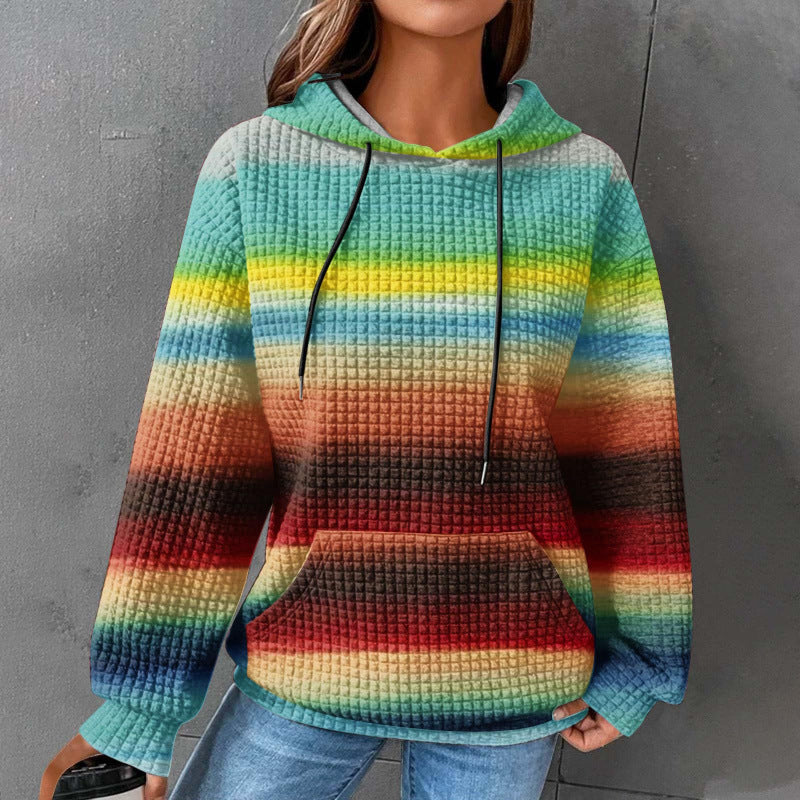 Damen Modischer Kapuzenpullover im Karodesign Echoarchiv