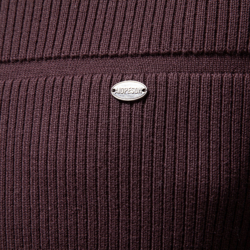 Herren Gestrickter Rundhals-Pullover mit Stepp-Optik und Rippbündchen Echoarchiv