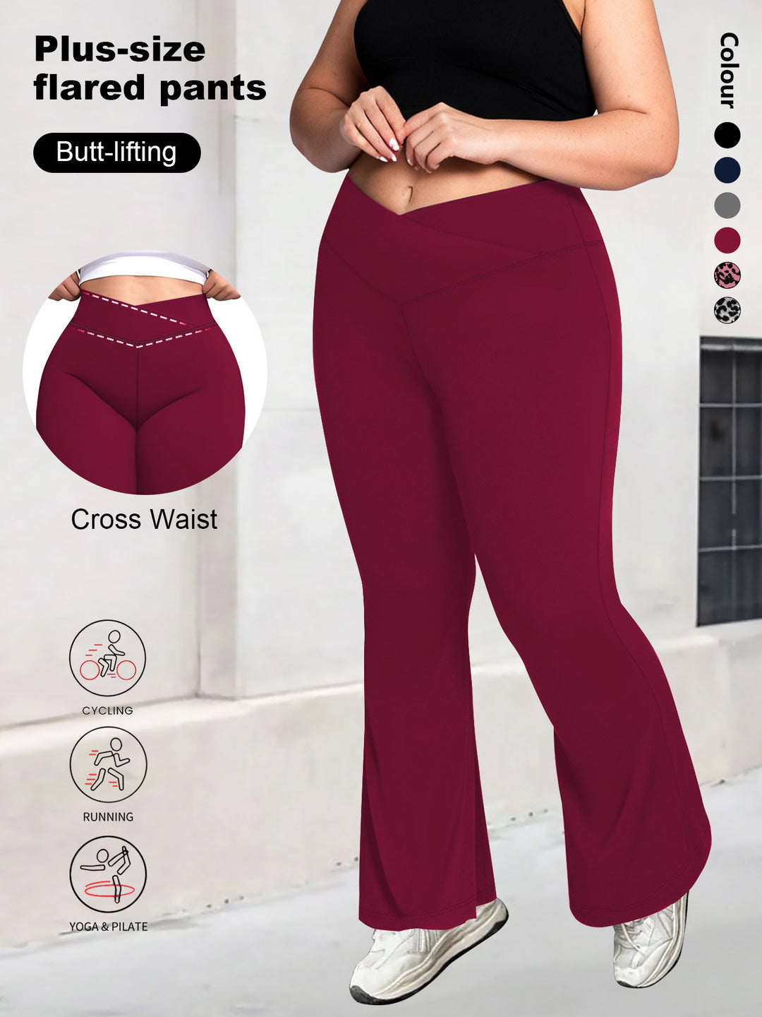 Damen taillenhohe Shaping Bootcut-Leggings mit Bauchkontrolle und 4-Wege-Stretch echoarchiv-