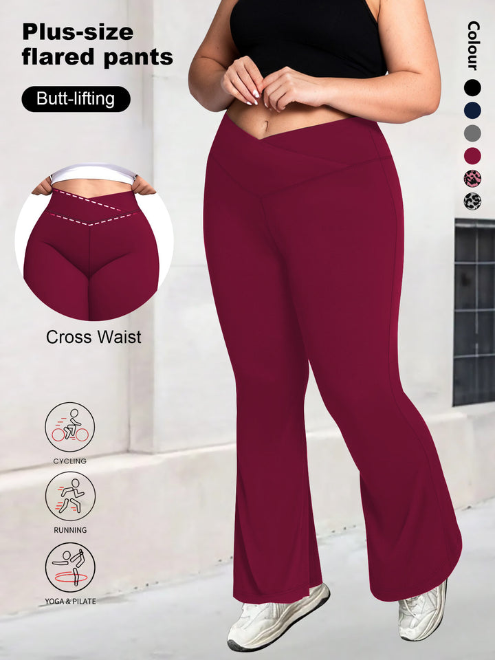 Damen taillenhohe Shaping Bootcut-Leggings mit Bauchkontrolle und 4-Wege-Stretch echoarchiv-