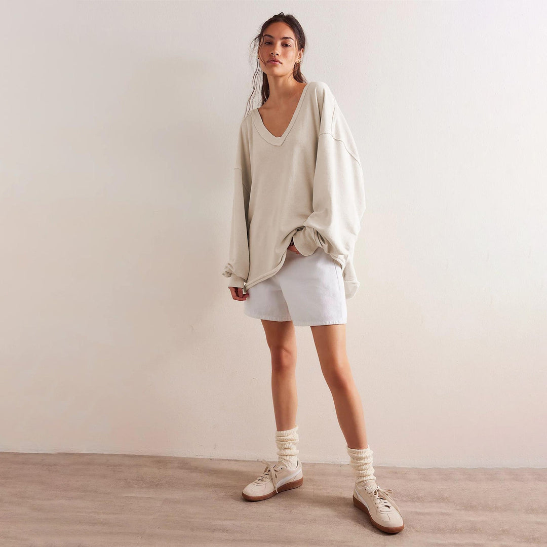Oversized SwEchoarchivtshirt Damen mit V-Ausschnitt