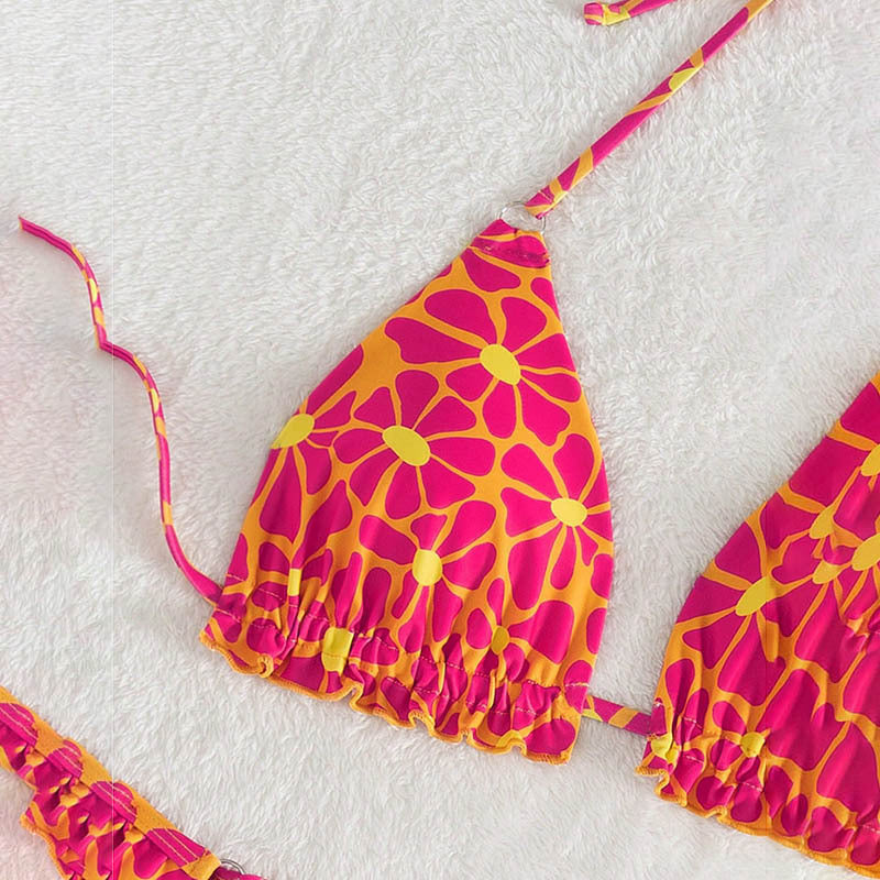 Damen Triangel-Bikini mit verstellbaren Trägern und Rüschendetails Echo Archiv