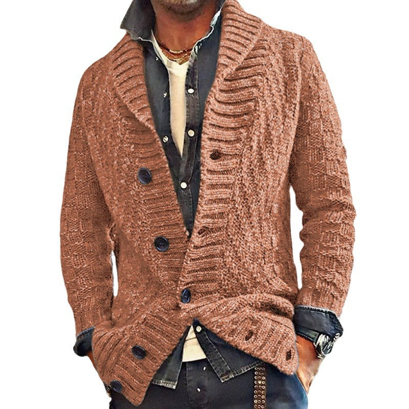 Herren Strickjacke mit großem Schalkragen und strukturiertem Design Echoarchiv