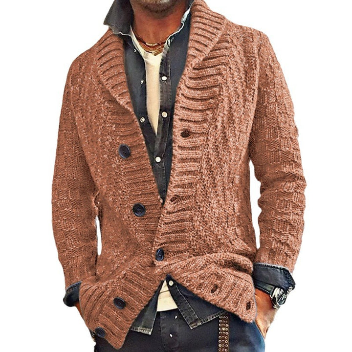 Herren Strickjacke mit großem Schalkragen und strukturiertem Design Echoarchiv