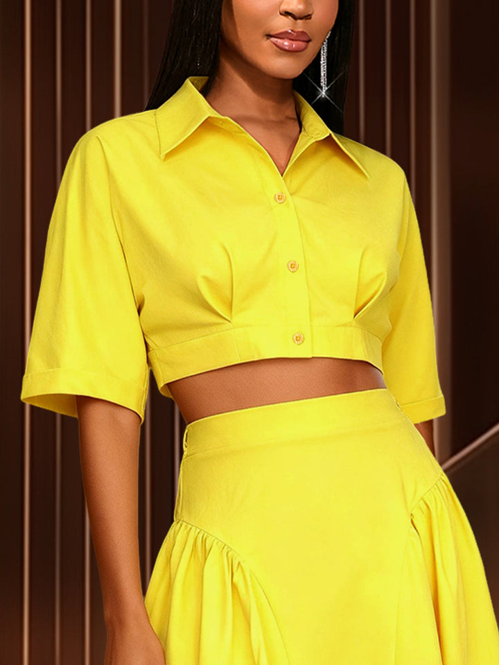 Damen Elegante Zweiteilige Outfit mit cropped Bluse und schwingendem Rock Echo Archiv
