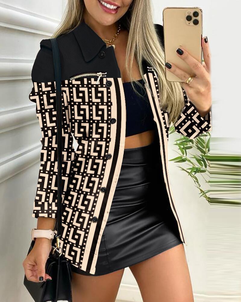 Damen nan karierter Longblazer im Shacket-Stil mit dekorativen Reißverschlüssen Echo Archiv