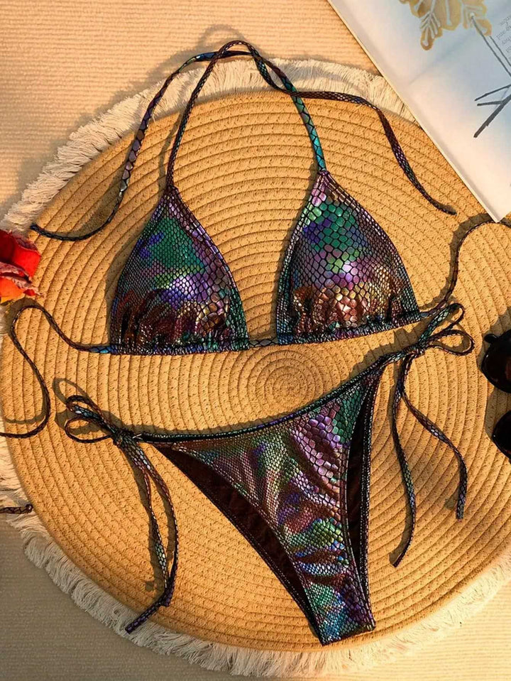 Damen Triangel-Bikini mit schimmerndem Schlangendesign Echo Archiv