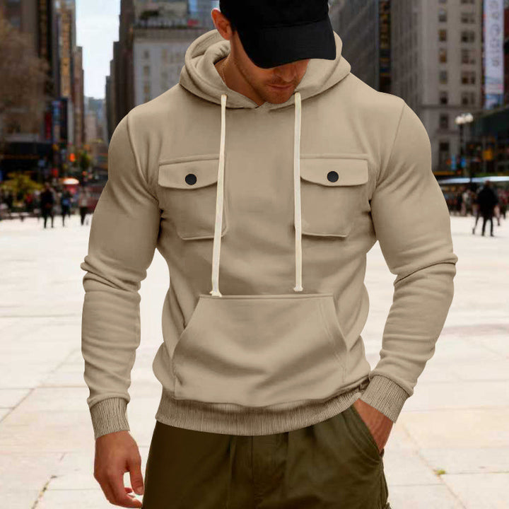 Herren Kapuzenpullover mit Brustklappentasche, Kängurutasche & Rippbündchen – Cavarno