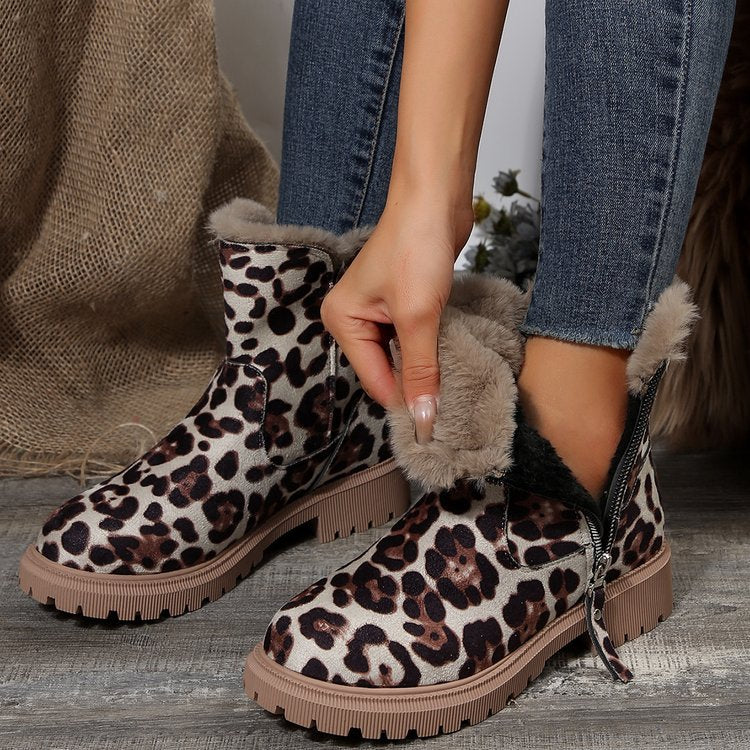 Damen  gefütterte Kurzstiefel aus Veloursoptik mit Teddy-Futter und seitlichem Reißverschluss Echo Archiv