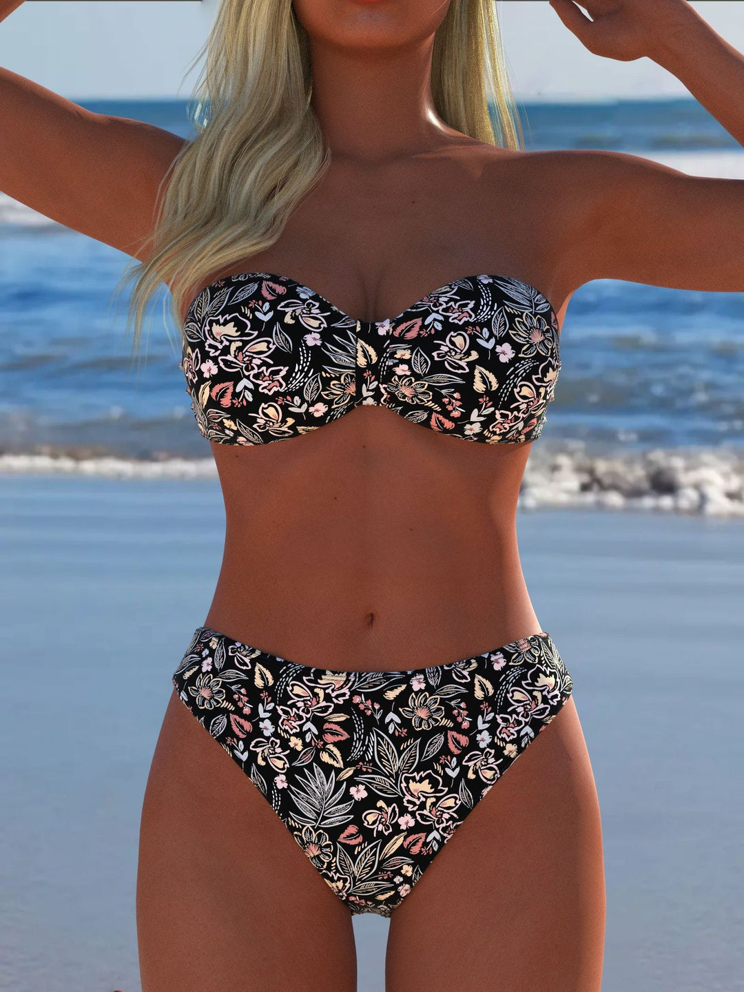 Damen Bikini-Set mit elegantem Strapless-Oberteil und hohem Taillenbund Echo Archiv