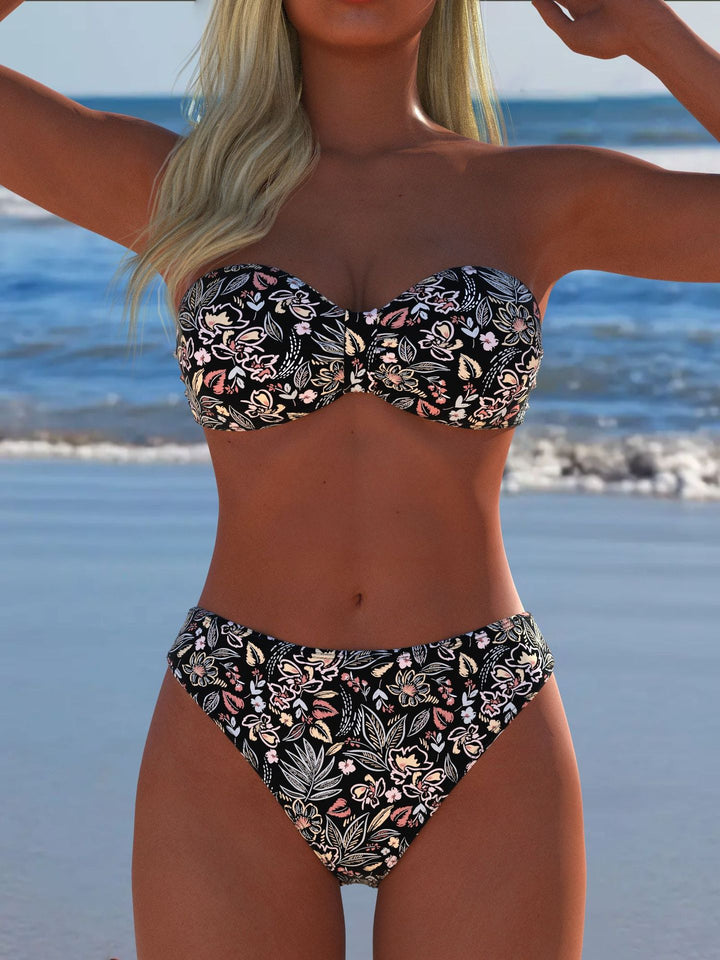 Damen Bikini-Set mit elegantem Strapless-Oberteil und hohem Taillenbund Echo Archiv