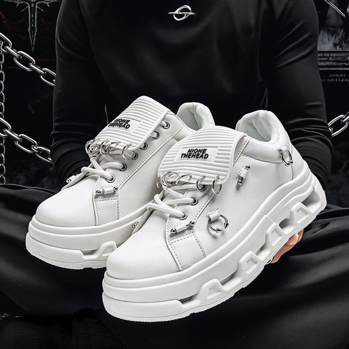 Unisex Plateau-Sneaker im Punk-Urban-Stil mit Metallringen und markanter Profilsohle – Norré