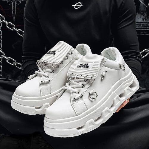 Unisex Plateau-Sneaker im Punk-Urban-Stil mit Metallringen und markanter Profilsohle – Norré