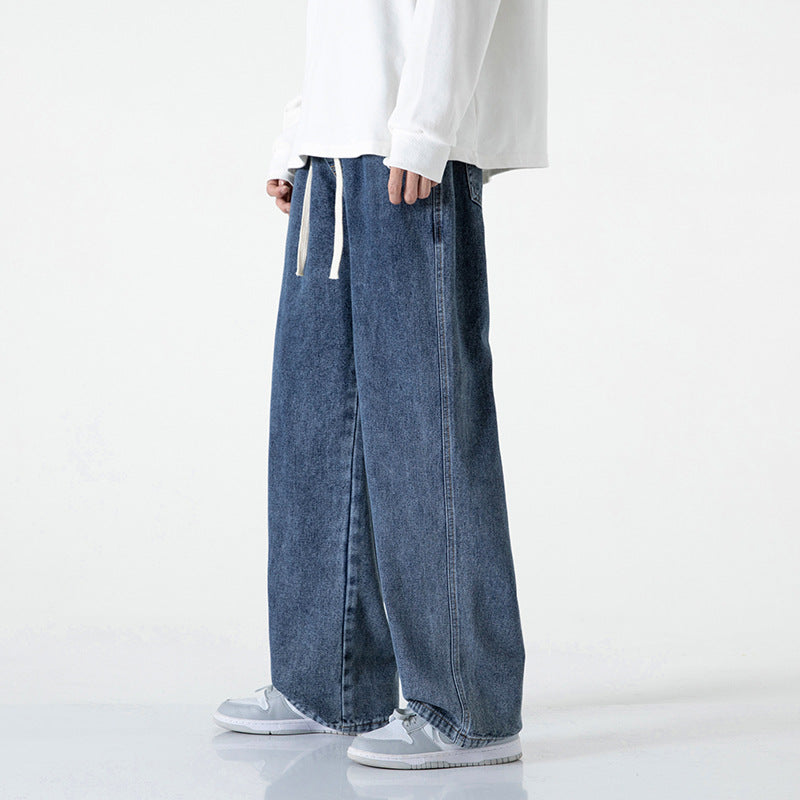 Herren Weitbeinige Denim-Baggyhose mit Tunnelzugbund und geradem Saum Echo Archiv