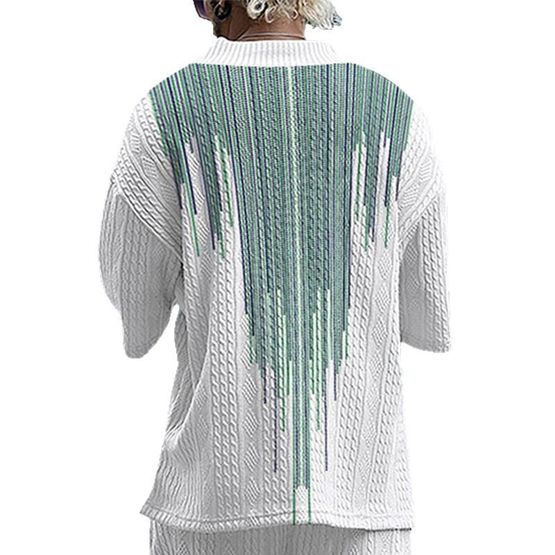 Herren lässiges Oversize-T-Shirt mit V-Ausschnitt und strukturiertem Design Echoarchiv