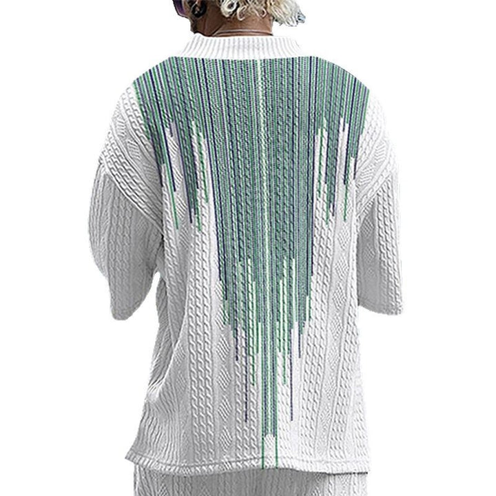 Herren lässiges Oversize-T-Shirt mit V-Ausschnitt und strukturiertem Design Echoarchiv