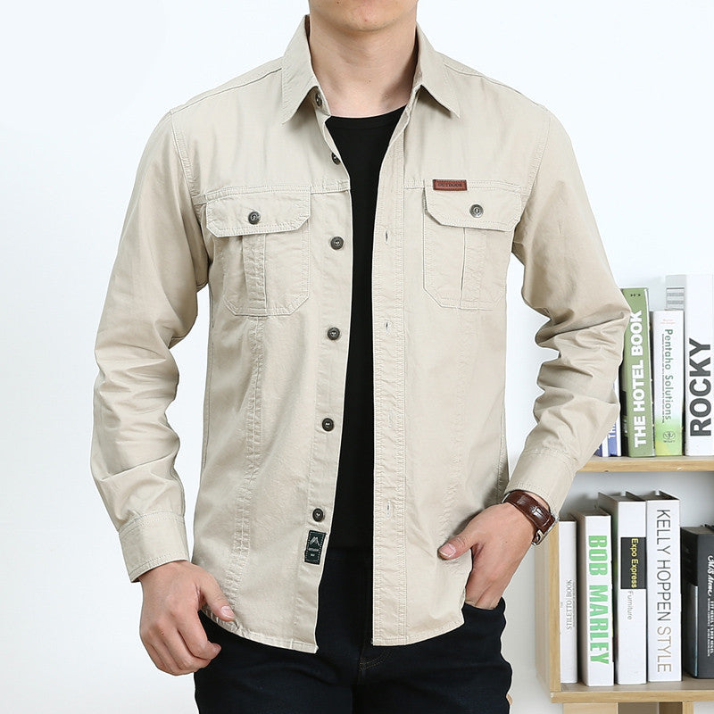 Herren Leichtes Canvas-Overshirt im Utility‑Stil mit Brustpattentaschen und Hemdkragen Echoarchiv