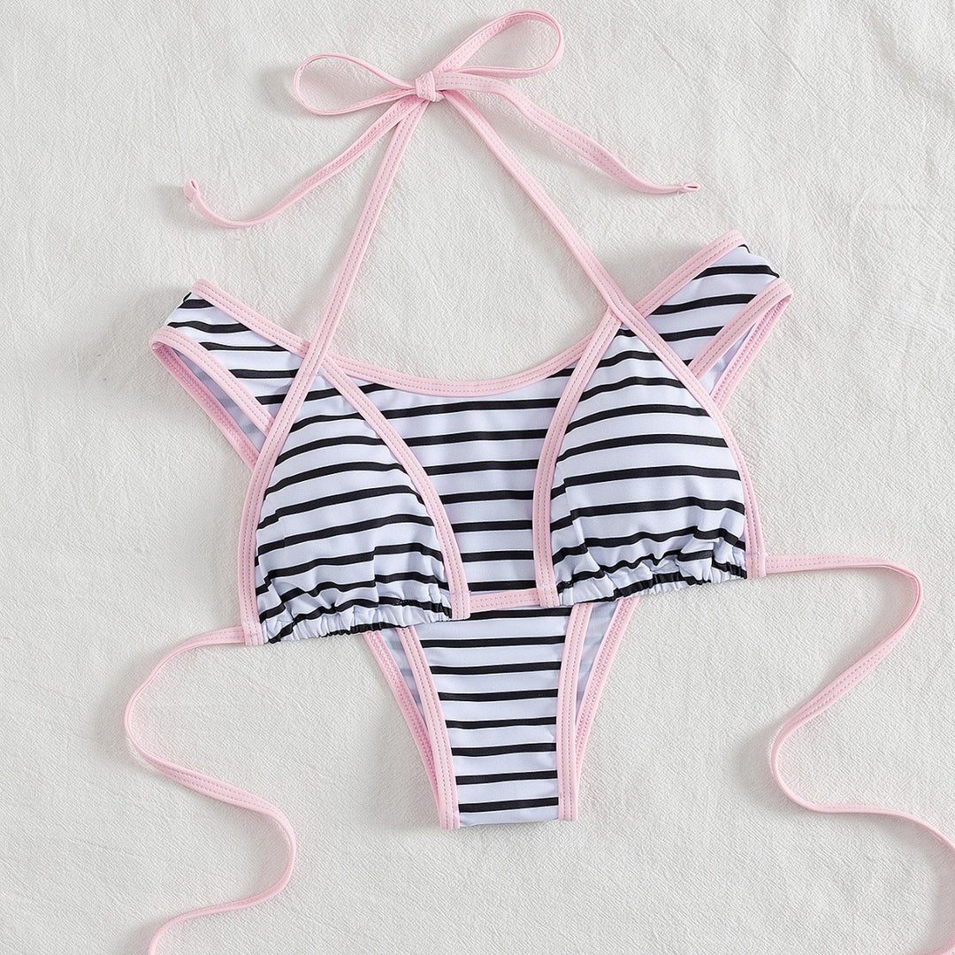 Damen Sportliches Bikini-Top mit Hochwertigem Streifen-Design Echo Archiv