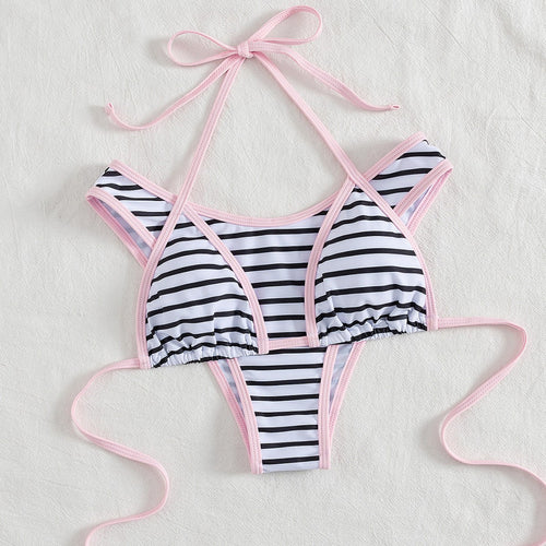 Damen Sportliches Bikini-Top mit Hochwertigem Streifen-Design Echo Archiv