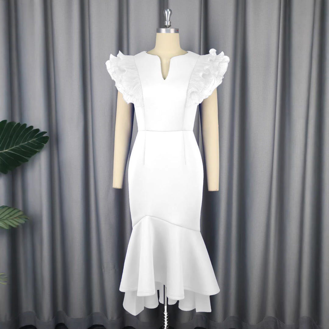Damen figurbetontes Kleid mit voluminösen Rüschenärmel Echo Archiv