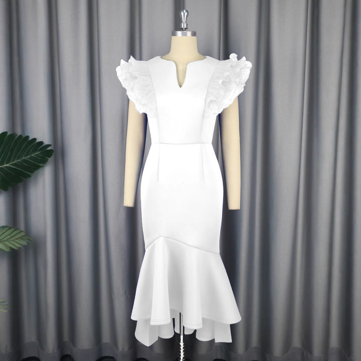 Damen figurbetontes Kleid mit voluminösen Rüschenärmel Echo Archiv
