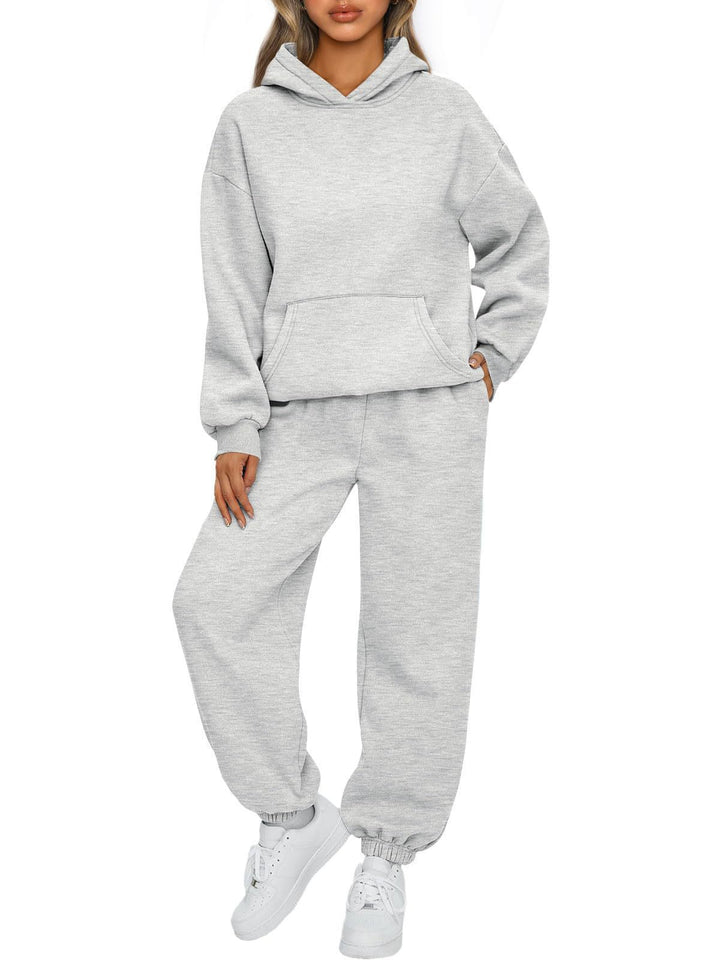 Damen nan Relaxed Loungewear-Set mit Kapuzenpullover und hochgeschnittener Jogginghose aus weichem Baumwollfleece Echo Archiv