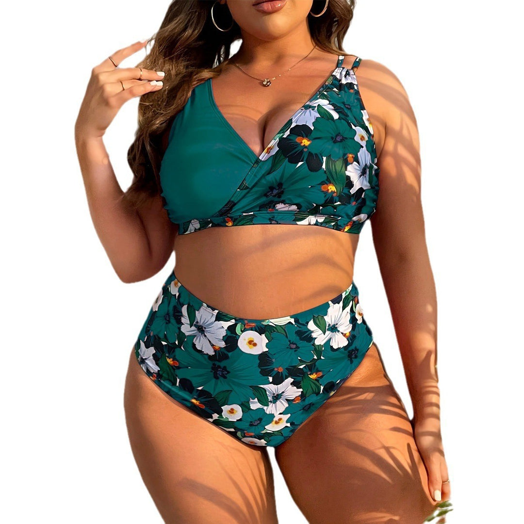 Damen Hochgeschnittenes Floral-Bikini-Set mit Wickeloberteil Echo Archiv