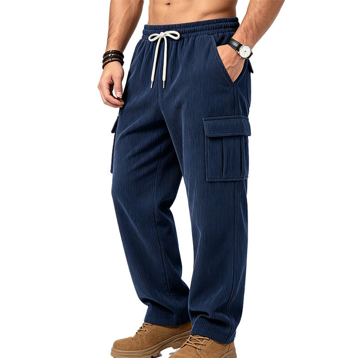 Herren Lässige Cord-Cargo-Hose mit elastischem Bund und Kordelzug Echoarchiv