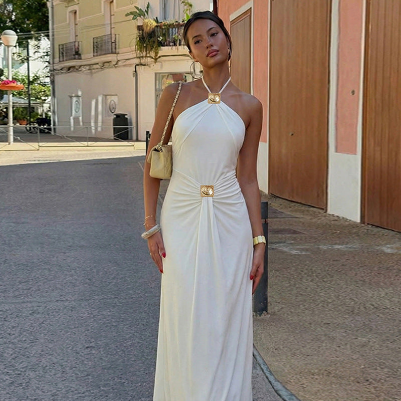 Damen Elegantes Maxikleid mit trendigem Halterdesign und tailliertem Schnitt Echo Archiv