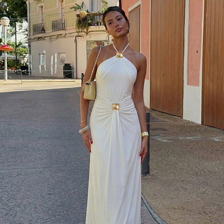 Damen Elegantes Maxikleid mit trendigem Halterdesign und tailliertem Schnitt Echo Archiv