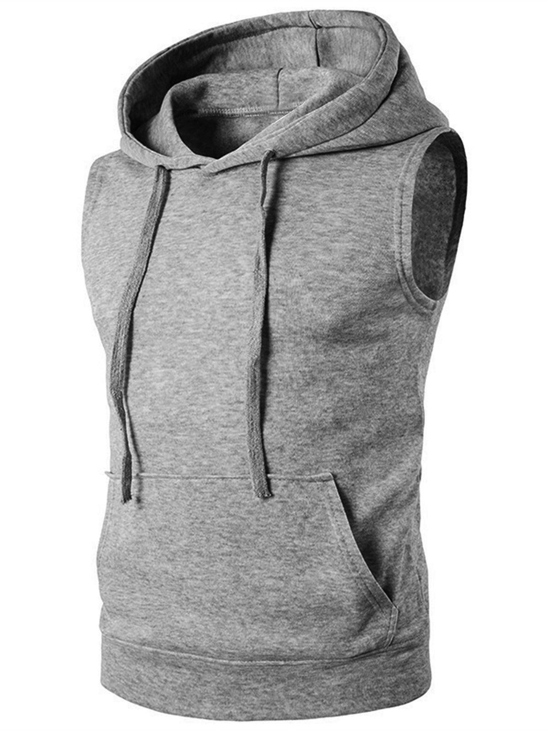 Herren ärmelloses Kapuzenshirt mit geräumiger Kängurutasche und atmungsaktiven Materialien Echoarchiv