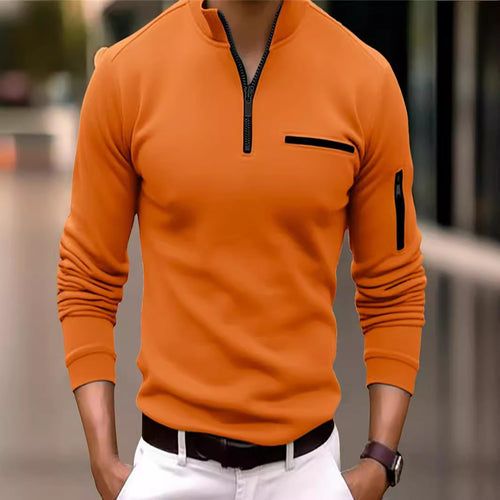Herren praktischer Pullover mit halbem Reißverschluss und Taschen Echoarchiv