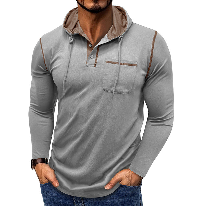 Herren lässiges Langarmshirt mit Kapuzenkragen und modischen Akzenten Echoarchiv
