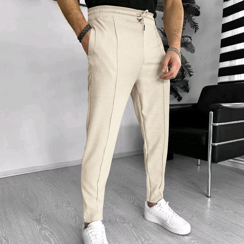Herren modische Freizeithose mit elastischem Bund und eingewebtem Muster Echoarchiv