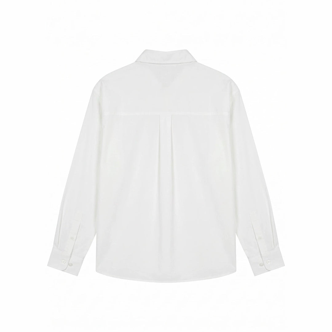 Damen Oversize-Hemdbluse mit feinen Stickapplikationen und verlängertem Saum Echoarchiv