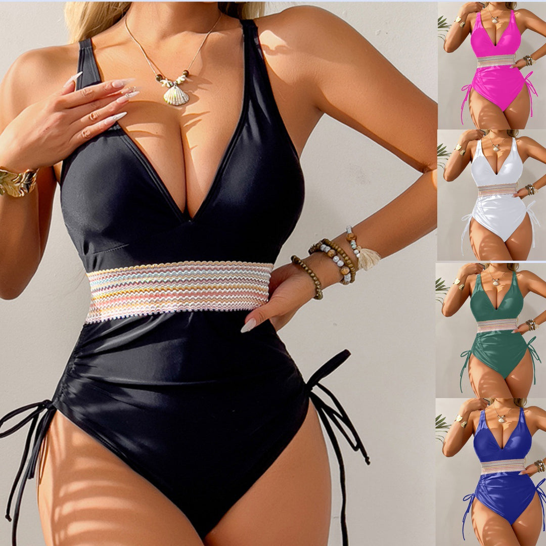 Damen Hochgeschnittener Bikini mit verstellbaren Bindebändern Echo Archiv