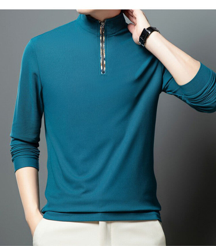 Herren Sportliches Langarmshirt mit Stehkragen und modischem Reißverschluss Echoarchiv