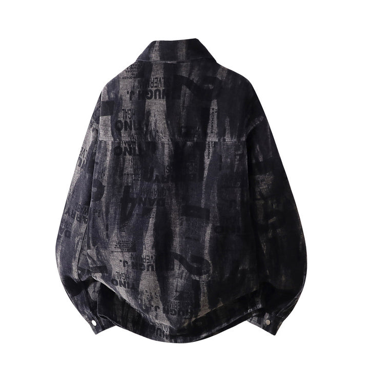 Herren Oversize-Jeansjacke im Used-Print mit Druckknopffront Echoarchiv