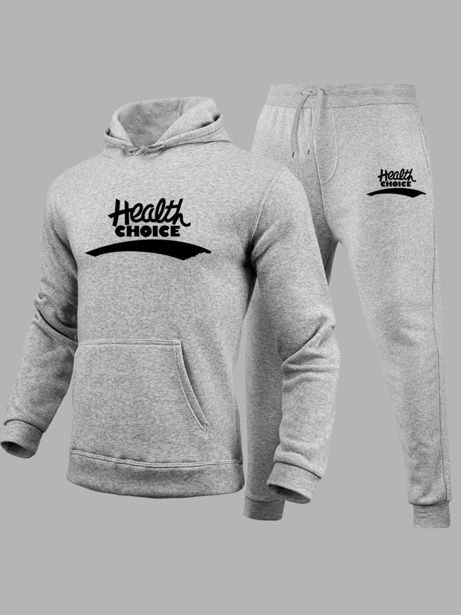 Herren Sweatshirt und Jogginghose Set mit healthorientierter Schriftart Echoarchiv