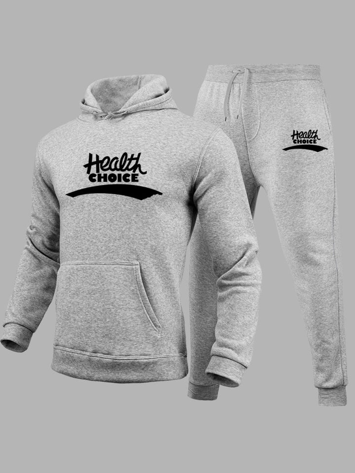 Herren Sweatshirt und Jogginghose Set mit healthorientierter Schriftart Echoarchiv