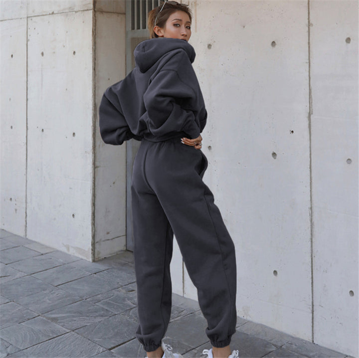Damen nan oversized Freizeitanzug mit Kapuze und hoher Taille Echo Archiv