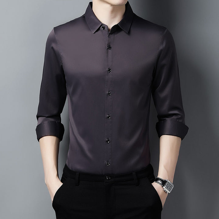 Herren Elegantes Langarmhemd aus hochwertigem Satin Echoarchiv