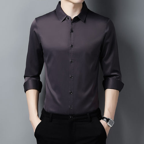 Herren Elegantes Langarmhemd aus hochwertigem Satin Echoarchiv