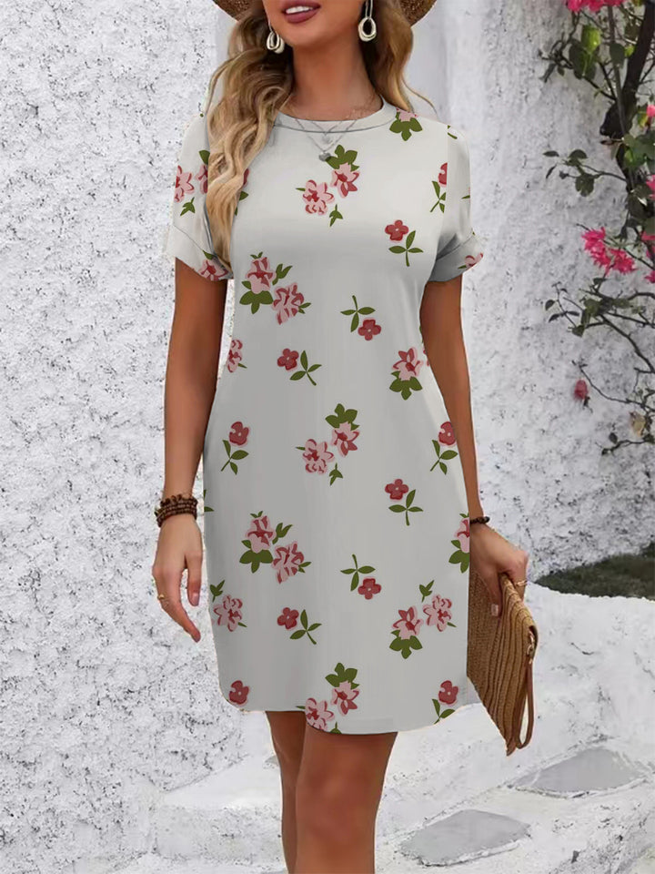 Damen lässiges Kurzarmkleid mit modernem Hahnentrittmuster und bequemer Passform Echo Archiv